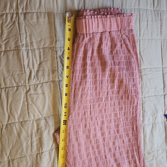 Women’s Summer Pink  Pants And Crop Top Set Small Ruffles High Rise Pants F40 - Picture 11 of 11